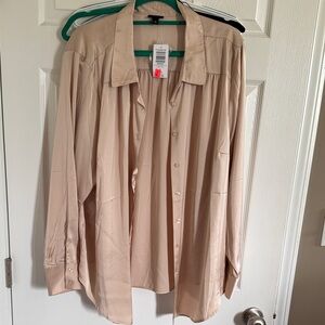 Torrid - Beige Satin Button-Up Shirt